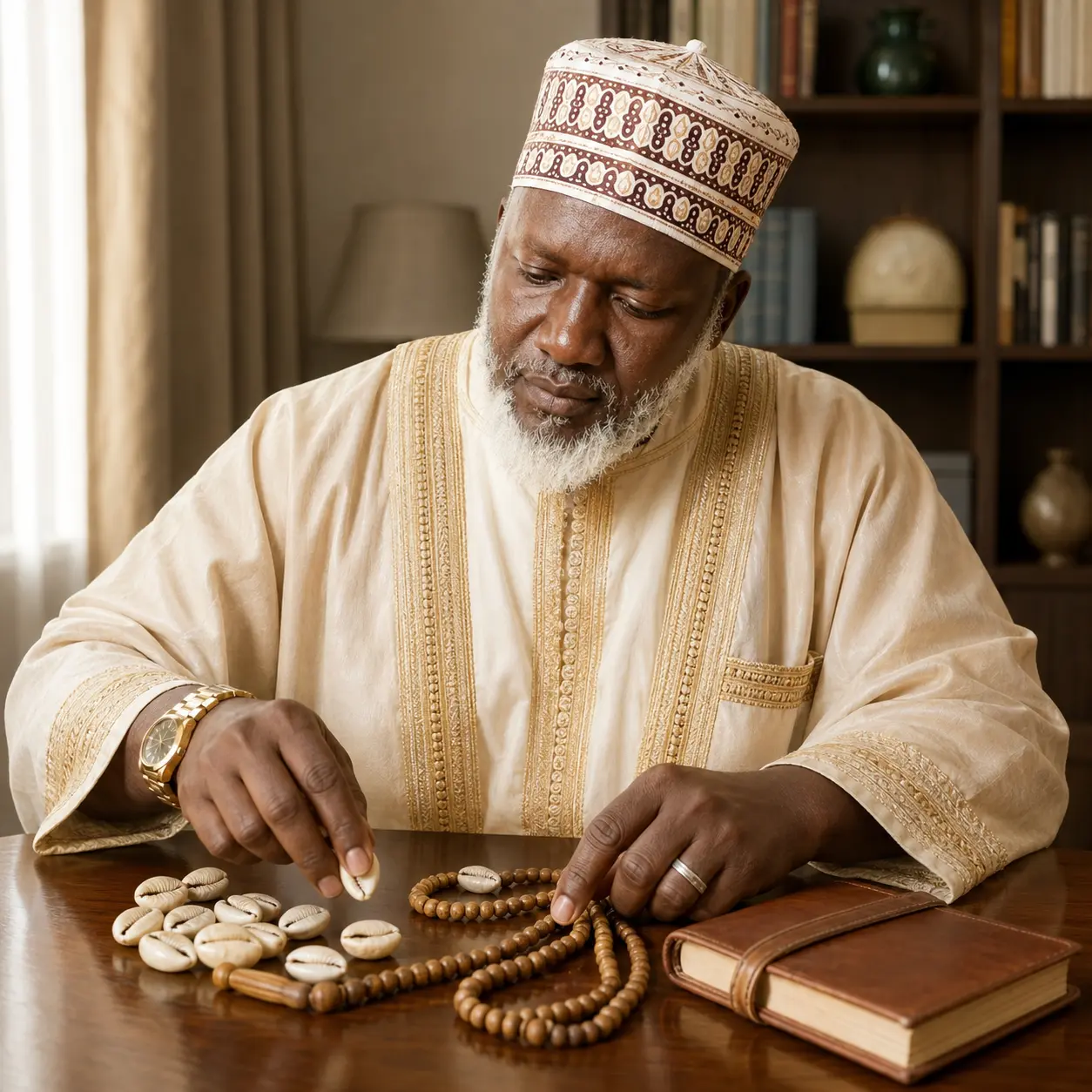 Ayub preparing a private spiritual consultation