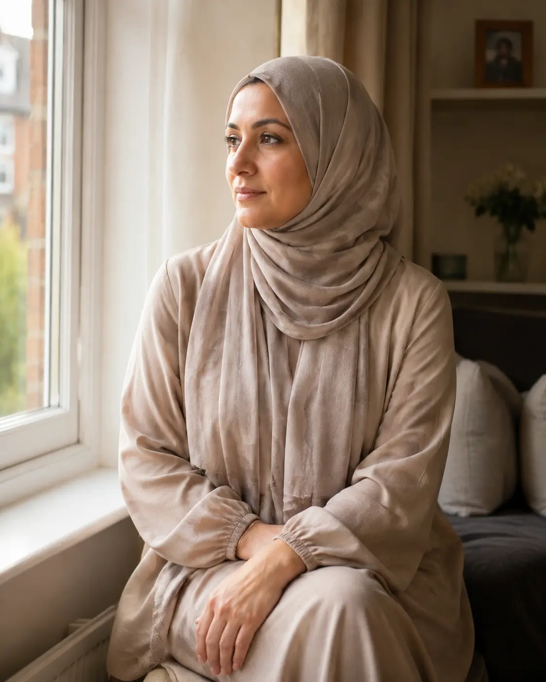Muslim woman seeking spiritual peace and protection in the UK
